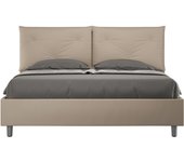 Cama doble tapizada con contenedor de dos columnas 160x210 appia símil piel gris tórtola