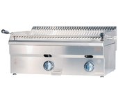 Cleiton® barbacoa industrial a gas con piedra volcánica 70 cm sobremesa con gran potencia calórica 23000 w con rejilla elevable en 3 alturas | butano
