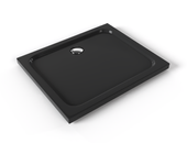 Plato de ducha plano shimmer smooth 75x90 cm - acrílico negro - antideslizante, textura lisa, duradero - incluye sifón