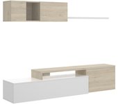 Salón tv compacto elle blanco brillo/natural 180x201x41 cm | mueble tv elegante
