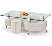 Mesa de centro houston 203, blanco, 55x70x130cm, vidrio templado, angular