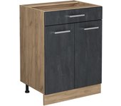 Vicco mueble bajo de cocina r-line, hormigón negro, 60 cm sin encimera