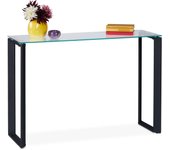 Relaxdays consola recibidor cristal, mueble de entrada estrecho, 75 x 110 x 35 cm, mesa auxiliar, pasillo y salón, negro