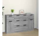 Set de aparador 3 piezas | aparador de comedor | armario de cocina madera contrachapada gris sonoma cfw53218