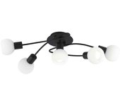 Plafon de 5 tulipas esfericas modelo opal negro mate
