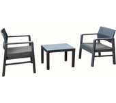 Conjunto de jardín kraka antracita ipae progarden (2 sillas + 1 mesa auxiliar)