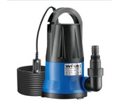 Wiltec bomba de agua sumergible de aspiración plana 400 w aguas residuales hasta 1 mm caudal máx. 6000 l/h, altura máx. 7 m, profundidad máx. 7 m s...