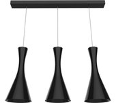 Lumicom | jaqueline lineare lámpara pendiente, 3x e27, max 42w, metal, negro brillante, l.90cm x h.45cm