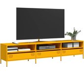 Vidaxl mueble tv acero laminado en frío amarillo mostaza 202x39x43,5cm