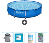 Paquete de piscina - bestway - alrededor - 366x366x76 cm + accesorios cb77