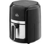 Freidora sin aceite homcom acero, plástico negro 34.2x25.6x31.8 cm 800-119v90