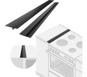 Paquete de 2 cubiertas de juntas de silicona para encimera de cocina, longitud de llenado de 25 pulgadas, sellado entre estufa y horno (negro)