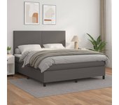Cama con somier y colchón gris 180x200 cm polipiel