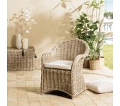Kally - sillón de kubu con cojín blanco