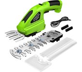 Cortasetos y tijeras cortacésped inalámbricas, mini tijeras cortasetos/cortasetos con 2 cuchillas para recortar setos y césped, cable usb
