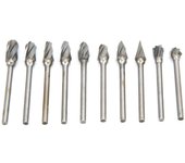 10 piezas de brocas rotativas de una sola flauta para desbaste y pulido, herramientas de tallado de aleación de acero de tungsteno