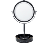 Beliani espejo de maquillaje led savoie negro/plateado