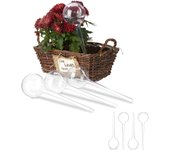 Relaxdays set autorriego para macetas, plástico, transparente, 8 unidades