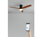 Wind calm natural wood - función verano/invierno - ventilador de techo 40w silencioso ø132 cm con luz, wifi y mando a distancia