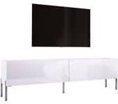 Mueble tv : blanco mate / blanco brillo, patas cromadas, 170 x 52 x 32 cm