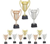 Relaxdays set de 12 copas de trofeo, ceremonia de premio, torneos deportivos, sin grabado, 22,5x13,5x8,5 cm, multicolor
