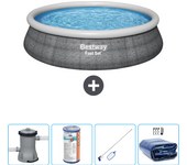 Paquete de piscina - bestway - alrededor - 457x457x84 cm + accesorios cb57