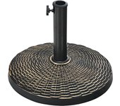 Soporte para sombrilla, soporte de resina para sombrillas de 38 a 48 mm, pie redondo con diseño de ratán para jardín, terraza, estilo vintage