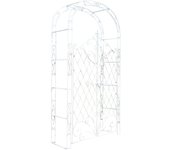 Arco de rosas con dos puertas trepadoras decoración de jardín 220x120 cm en metal blanco envejecido 10_0003953