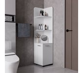 Torre de baño malibu en melamina, con 2 puertas y 3 repisas , 158 cm x 37.5 cm x 36 cm , blanco