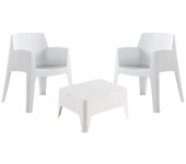 Set costa - elegante conjunto blanco con 2 sillas y mesa auxiliar con cajón de almacenamiento | set (blanco)