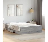 Estructura de cama con cajones sin colchón sonoma gris 135x190 cm