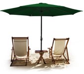 Sombrilla de hawaiana reclinable 3,5m--upf 30+ protección solar para arena playa/jardín/terraza/playa, verde