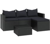 Conjunto de muebles de jardín ratán sintético negro