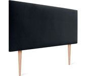 Dhome cabecero de terciopelo liso alta gama con patas moderno cabezal tapizado cama lujo dormitorio acolchado (negro, 110x105cm)