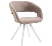 Silla de comedor suez tela blanca topo