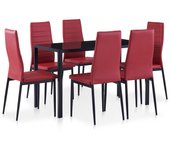 Conjunto de set de bar de comedor 7 piezas，conjunto de comedor de exterior，conjunto de jardín color vino tinto cfw472387
