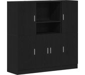 Mueble de cocina 3 uds | armario de cocina madera contrachapada negro cfw169416