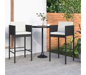Pack 2 uds taburetes de bar | taburete de cocina | taburete alto con cojines ratán sintético negro cfw49829