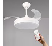 Iluminashop - ventilador de techo led 56w blanco dc ultra silencioso con mando a distancia y palas retráctiles verano / invierno