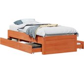 Cama sin colchón con cajones madera de pino marrón 90x200 cm
