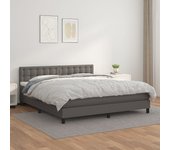 Cama con somier y colchón gris 180x200 cm polipiel