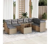 Conjunto de muebles de jardín de ratán beige de 9 piezas con cojines vidaxl