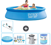 Paquete de piscina - intex - alrededor - 244x244x61 cm + accesorios a401
