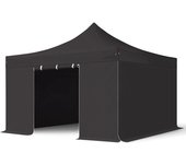 4x4 m carpa plegable, premium acero 40mm, laterales sin ventana, negro