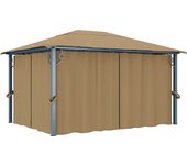 Vidaxl cenador con cortina gris taupe aluminio 400x300 cm