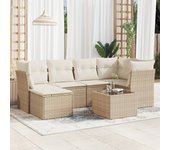 Conjunto de muebles de jardín de ratán beige de 7 piezas con cojines vidaxl