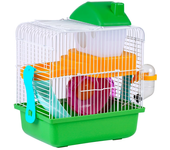 Jaula para roedores chalé de 2 plantas con escalera caseta rueda de ejercicio comedero bebedero 24.1x18.3x30.1cm verde