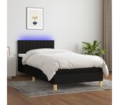 Somier de láminas con colchón y led tela negro 90x190cm