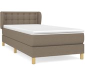Cama con somier y colchón de tela gris topo 90x190 cm