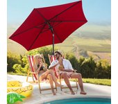 Sombrilla de hawaiana reclinable 2,7m--upf 30+ protección solar para arena playa/jardín/terraza/playa, rojo
